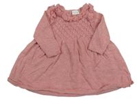 Růžové melírované pletené šaty se vzorem a volánky Next