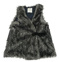 Čierno-sivá kožušinová zateplená vesta ZARA