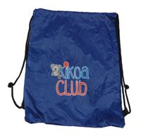 Tmavomodrý šusťákový nepromokavý pytlík na přezůvky s nápismi a koalou