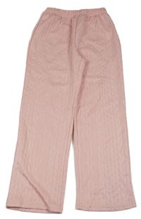 Svetloružové vzorované teplákové nohavice SHEIN