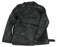 Černý koženkový jarní křivák s přezkami a límečkem YOUNGSOUL KIDS