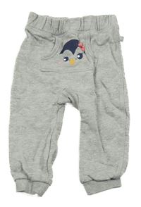 Sivé melírované teplákové tepláky s vreckom s vtáčikom a striebornými hviezdičkami Liegelind