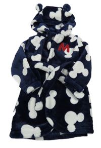 Tmavomodrý plyšový župan s Mickey a kapucí George