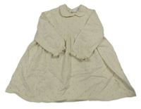 Smotanové perforované pletené šaty s volánikmi a golierikom H&M