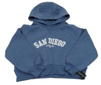 Nové - tmavomodrá crop mikina s nápisy a kapucí St. Bernard