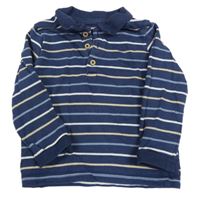 Tmavomodro-pruhovaná mikina s golierikom Tu