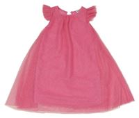 Růžovo-zlaté puntíkaté tylové šaty s volánky Y.F.K.