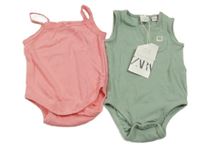 Nové - 2x - Košilkové body - Korálové s mašličkou Ergee, světlekhaki žebrované s kapsou s krabem ZARA