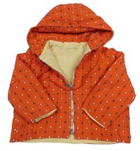 Červená vzorovaná plátenná jarná bunda s kapucňou