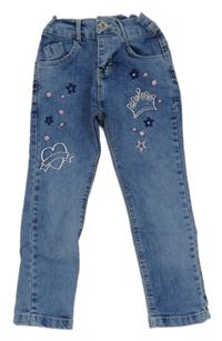 Modré plísňové skinny teplákové rifle s korunkou a srdíčkem Atibaa