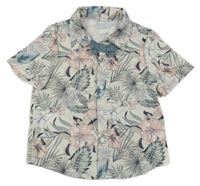 Smotanová košeľa s listami a kvetmi a motýlkom SHEIN