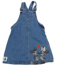 Modré rifľové šaty s Minnie a Mickey a vreckom M&S