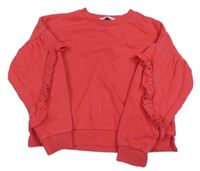 Červená oversize crop mikina s volánikmi M&S