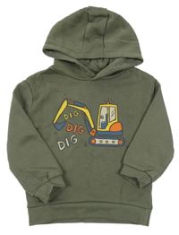 Khaki mikina s buldozerem a kapucňou PRIMARK