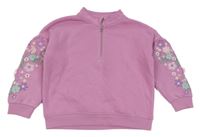 Růžovofialová mikina s kvietkami PRIMARK