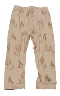 Pudrové pyžamové nohavice s kytičkami Králíček Petr Nutmeg