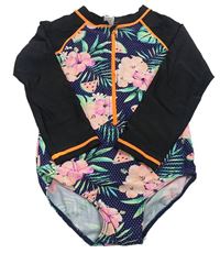 Tmavomodro-černé UV body s květy a melouny
