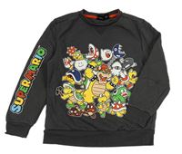 Tmavosivá mikina s Bowserem - Mario zn. Primark