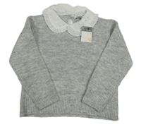 Nové - Šedý melírovaný svetr s límečkem Primark