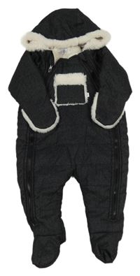 Antracitová melírovaná zateplená kombinéza s kapucňou Absorba