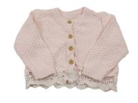 Svetloružový prepínaci sveter s čipkou George