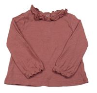 Vínové triko s límečkem Tu