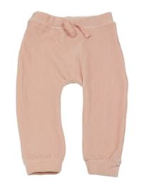 Růžové žebrované plyšové tepláky Nutmeg