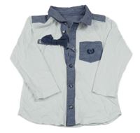 2set - Bielo-tmavomodrá košile + motýlok