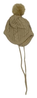 Hnědá vlněná čepice s bambulí Pusblu