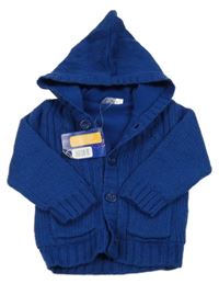 Nové - Modrý zateplený propínací svetr s kapucí Lupilu