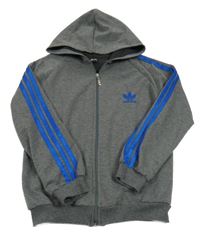 Tmavošedá melírovaná propínací mikina s kapucí Adidas