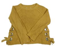 Medový sveter so šnurovaním Primark