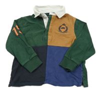 Tmavozeleno-hnědo-modré polo mikinotriko s výšivkou Next