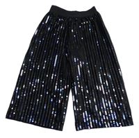 Černé sametovo/flitrové culottes slavnostní kalhoty Tu