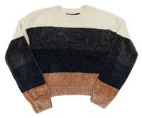 Smetanovo-antracitovo-staroružový žinylkový crop sveter New Look