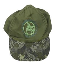 Khaki kšiltovka s listy a dinosaurem X-Mail