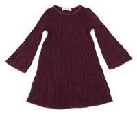 Vínové žebrované svetrové šaty H&M