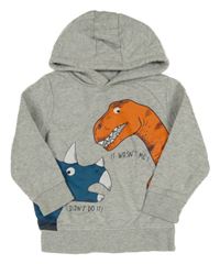Sivá melírovaná mikina s dinosaurami a kapucňou C&A