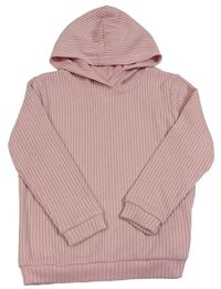 Světlerůžový žebrovaný lehký svetr s kapucí Lily & Dan