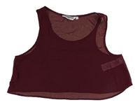 Vínový šifónový crop top New Look