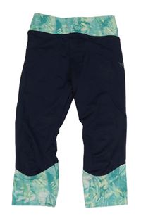 Tmavomodro-zelené športové crop legíny Decathlon