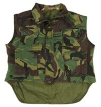 Khaki army plátěná podšitá vesta s kapsami 