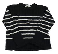 Čierno-biely pruhovaný rebrovaný ľahký sveter H&M