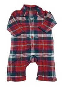 Tmavomodro-červený kockovaný overal s golierikom M&S