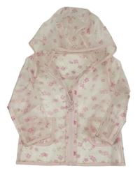 Světlerůžová květovaná pláštěnka s kapucňou Dunnes
