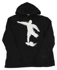 Čierna mikina s fotbalistou a kapucňou H&M