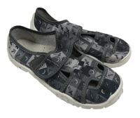 Šedo-černé vzorované plátěné bačkory vel. 32