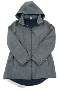 Šedo-modrá melírovaná softshellová parka s kapucí Yigga