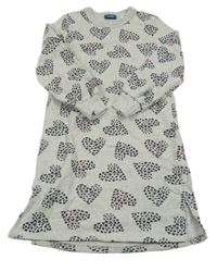 Šedé vzorované teplákové šaty se srdíčky 