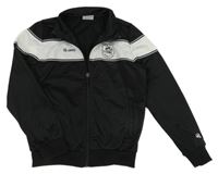 Čierna športová prepínaci mikina s bielým pruhom jako